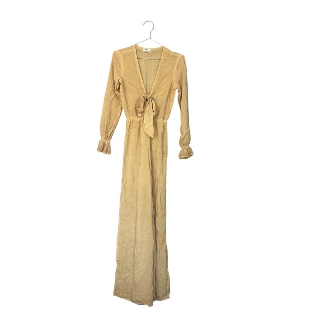 Nytt golden yellow butter long sleeve front tie jumpsuit size small